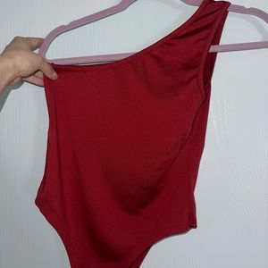 Red, one shoulder bodysuit. Small.